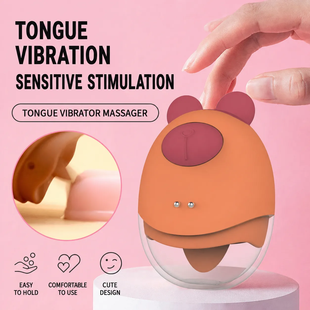 Ergonomic bear‑shape silicone close‑up view