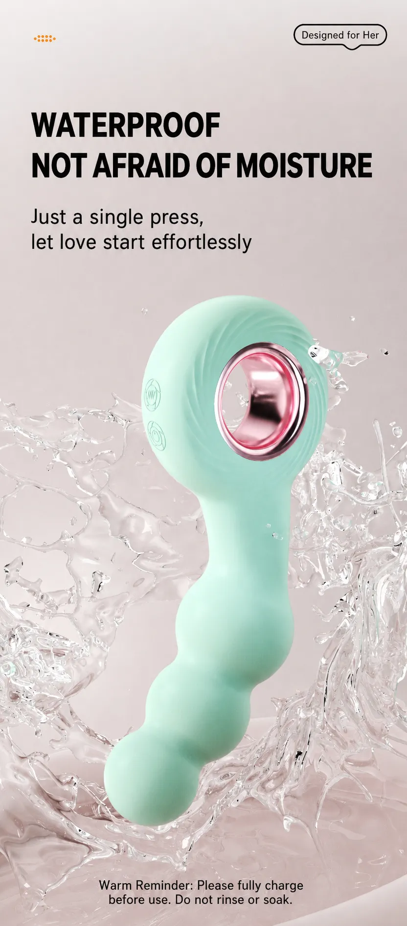 IPX4 splash‑proof silicone‑body detail